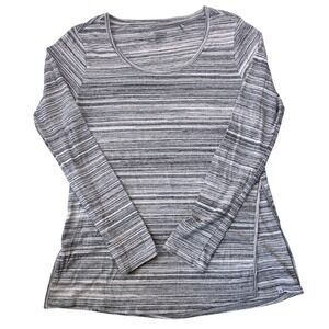 Toad&Co Imogene Tee Women Small Gray Striped Basics Light Gorpcore Layering Top